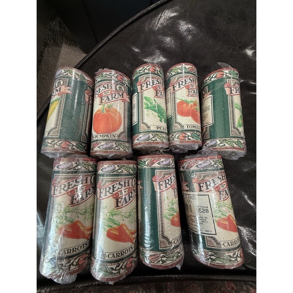 Borden Wall Paper Border Lot of 9 Rolls Prepasted Vtg Seed 12 Feet Ea FarmFresh